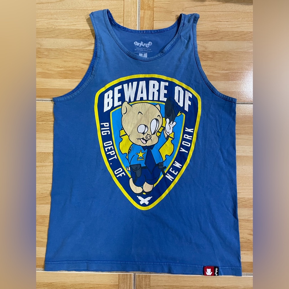 Royal Blue Cartoon NYPD Pig Tank-top